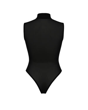 Black bodysuit on a white background