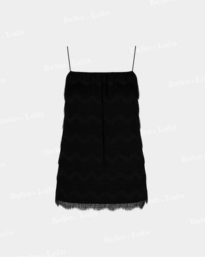 Corsage Frill Tiered Shift Dress