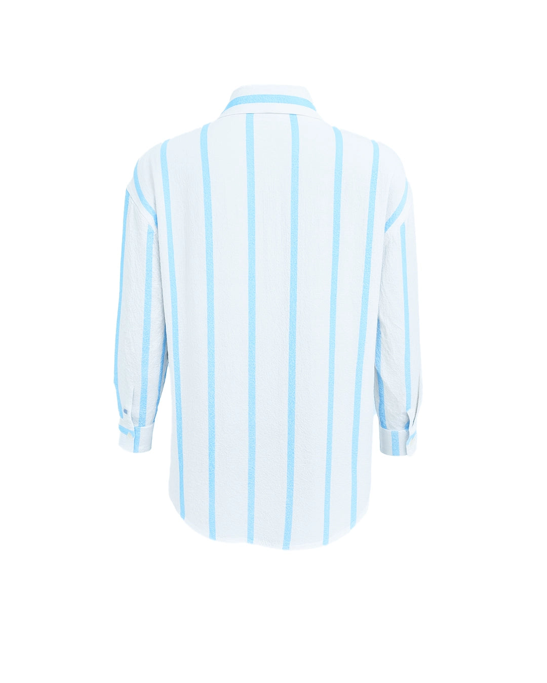 Light blue and white striped shirt on a white background