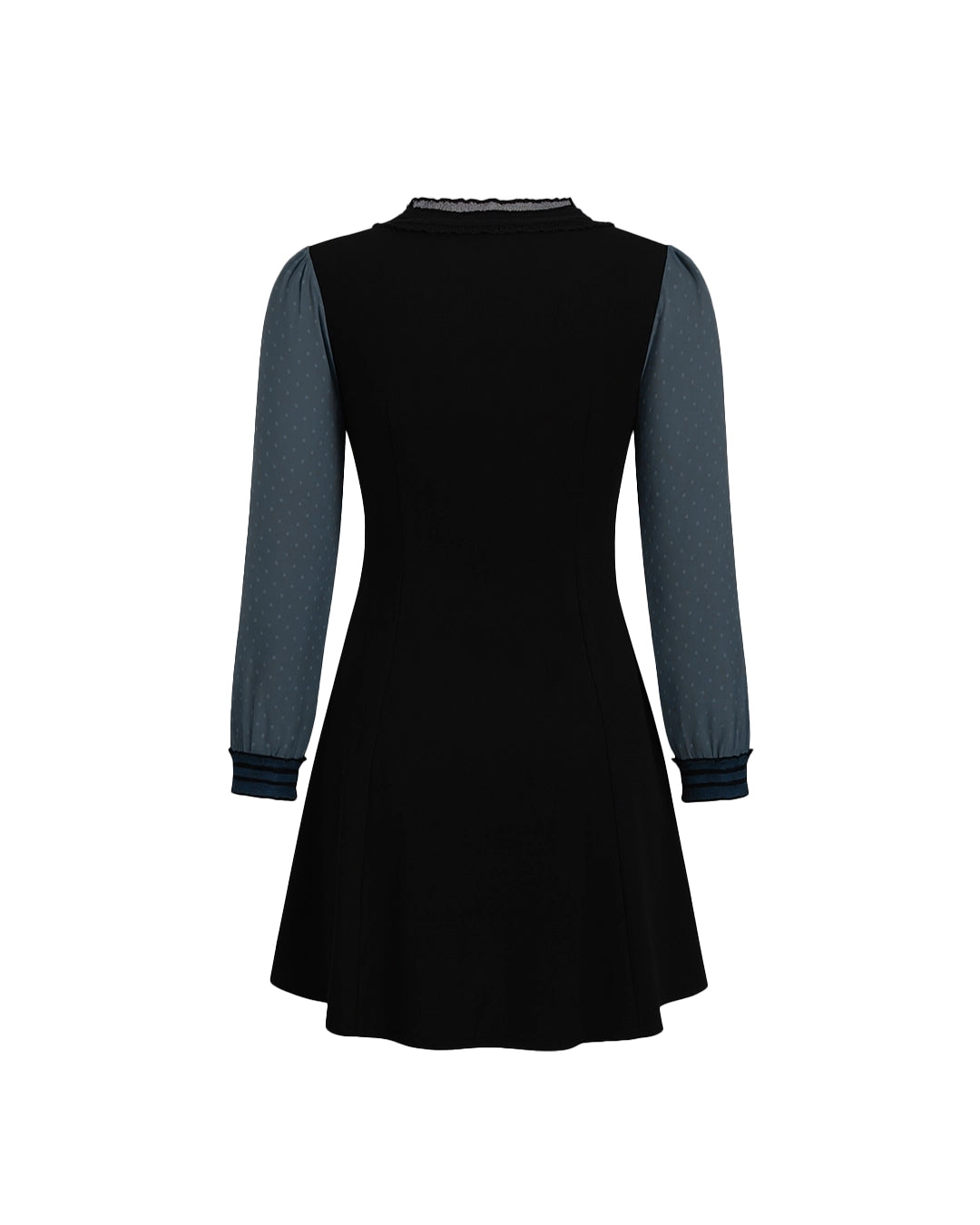 Black dress with gray sleeves on a white background