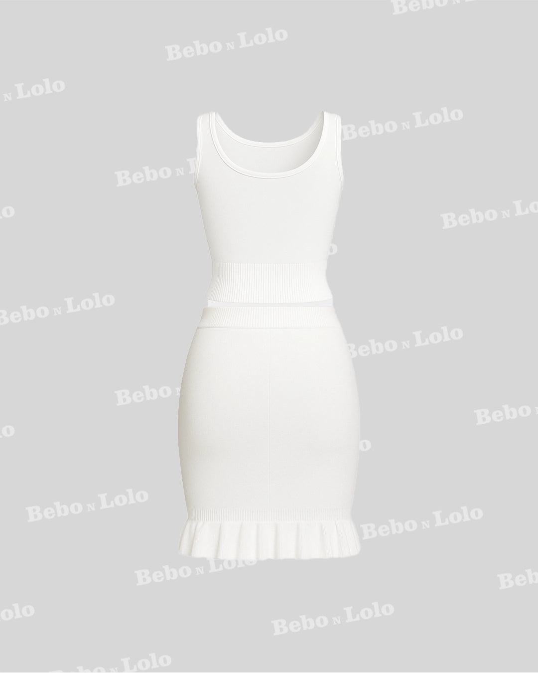 White Knit Embellished Co-ord Set