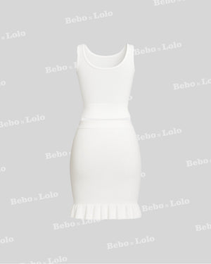 White Knit Embellished Co-ord Set