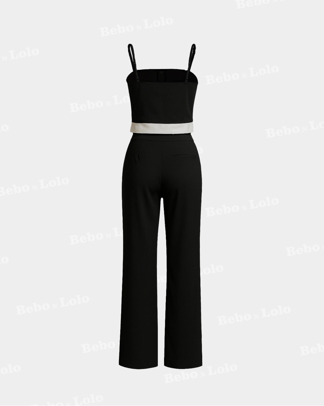 Monochrome Sculpted Waist Jumpsuit - bebonlolo