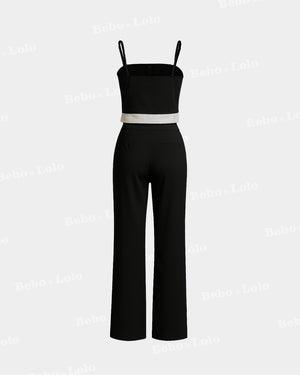 Monochrome Sculpted Waist Jumpsuit - bebonlolo