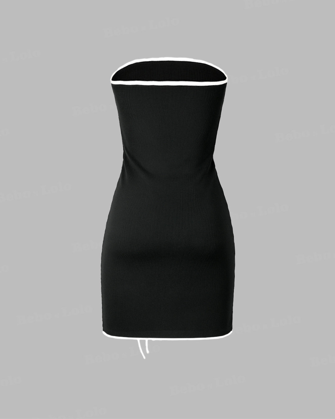 Contrast Trim Strapless Bodycon Dress 
