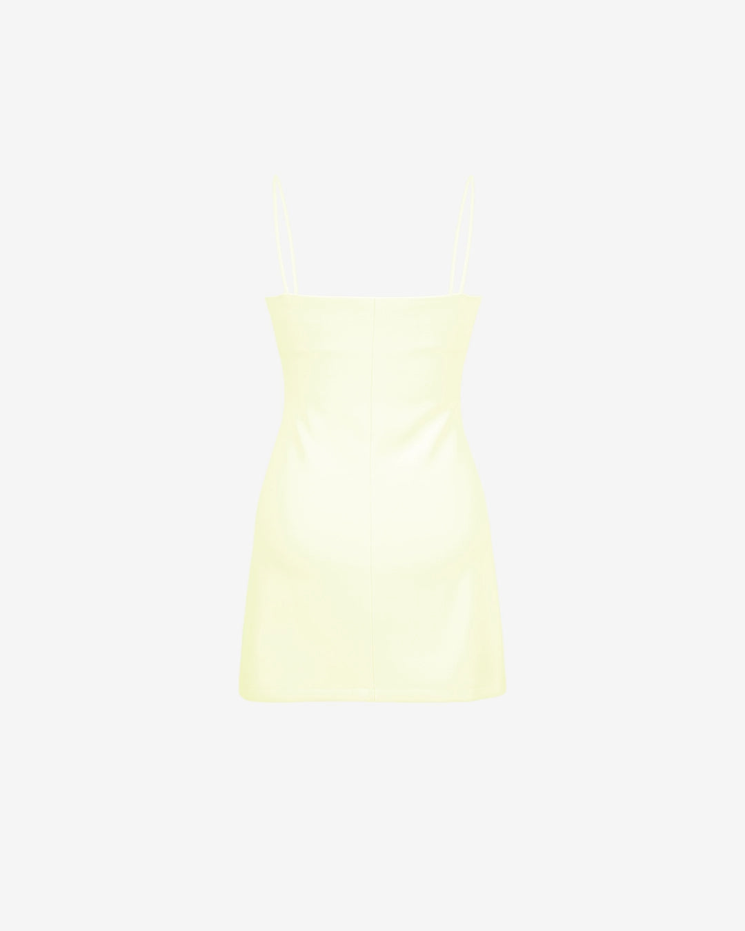 Light yellow strapless top on a light gray background