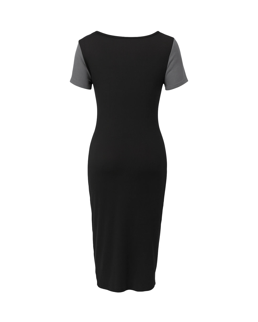 Black dress with gray sleeves on a white background