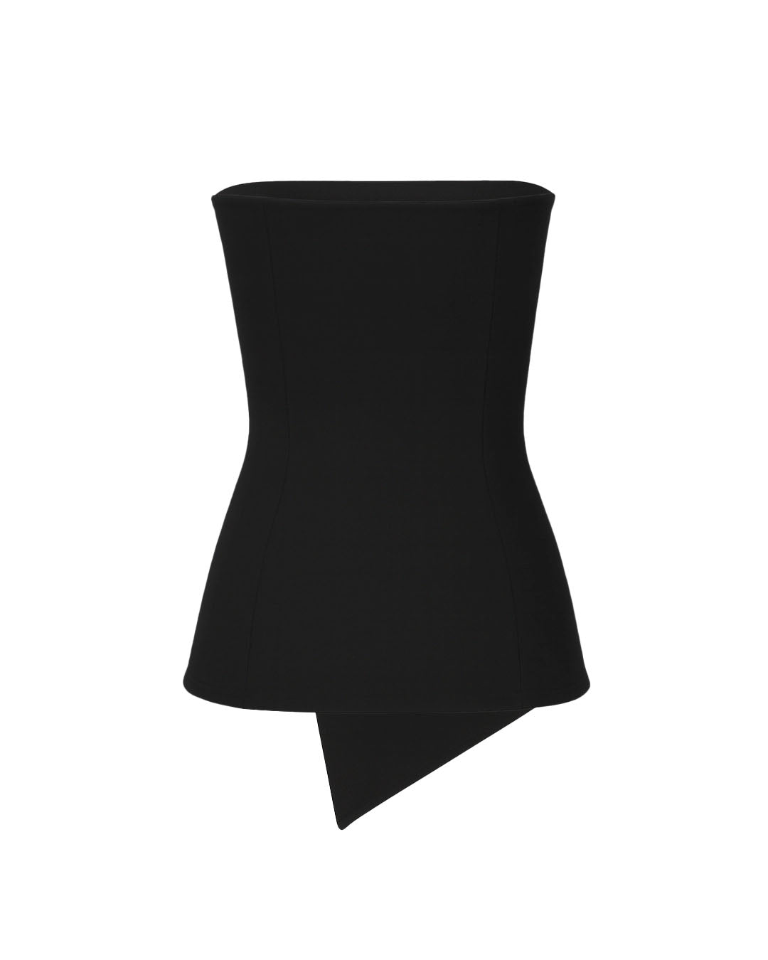 Asymmetric Zip-Up Scuba Bustier Top