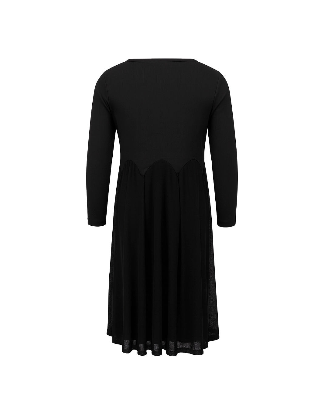 Black dress with long sleeves on a white background