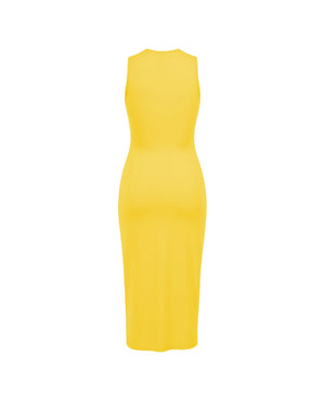 Yellow dress on a white background