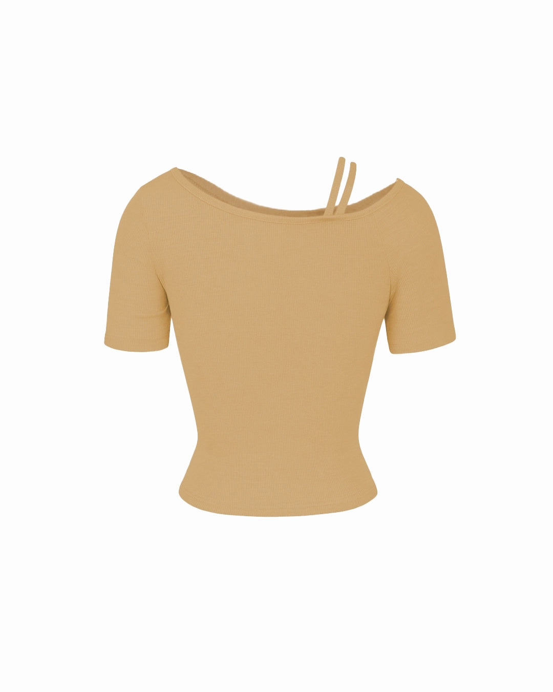 Beige top with thin straps on a white background