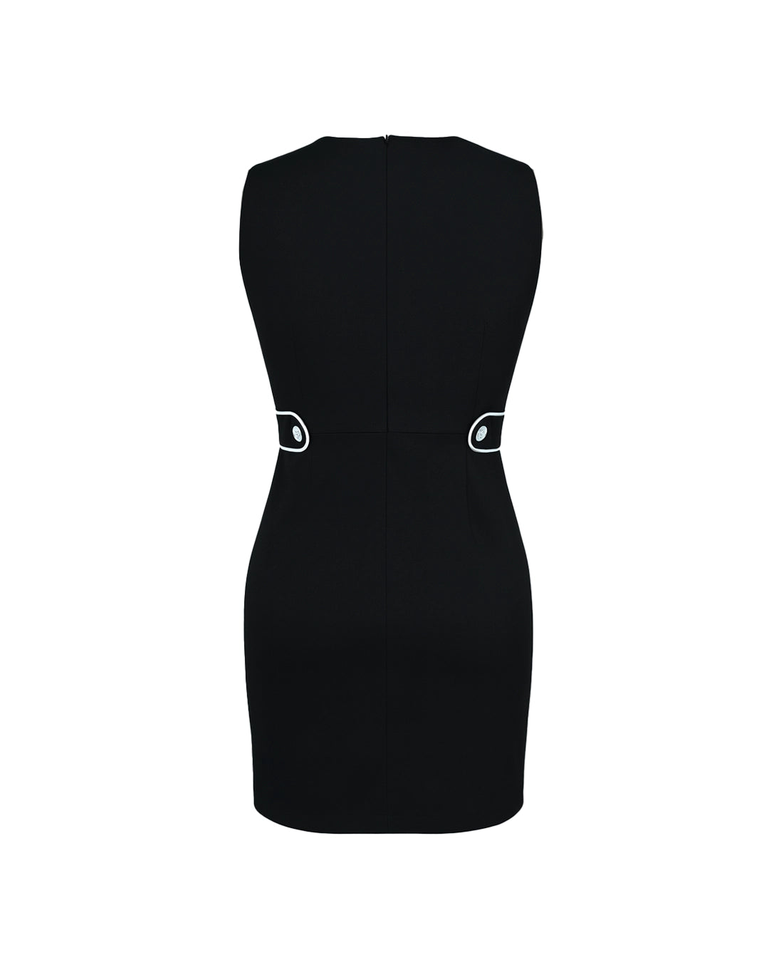 Black sleeveless dress on a white background