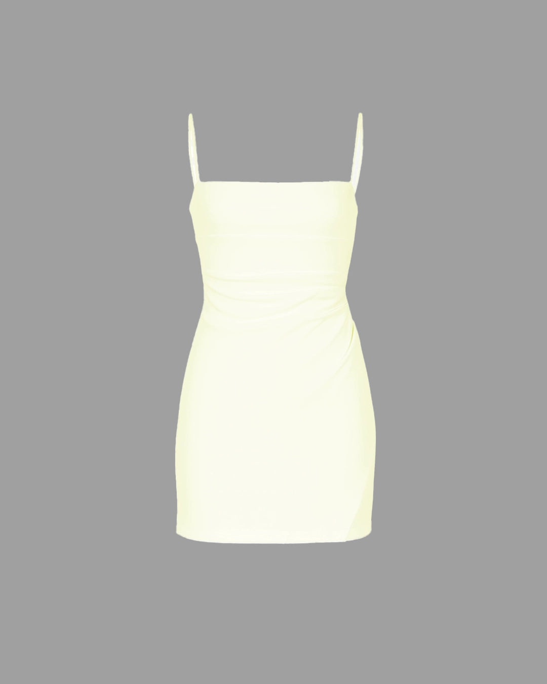 White dress with thin straps on a gray background