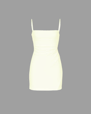 White dress with thin straps on a gray background