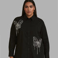 Crystal Studded Butterfly Plus Size Shirt