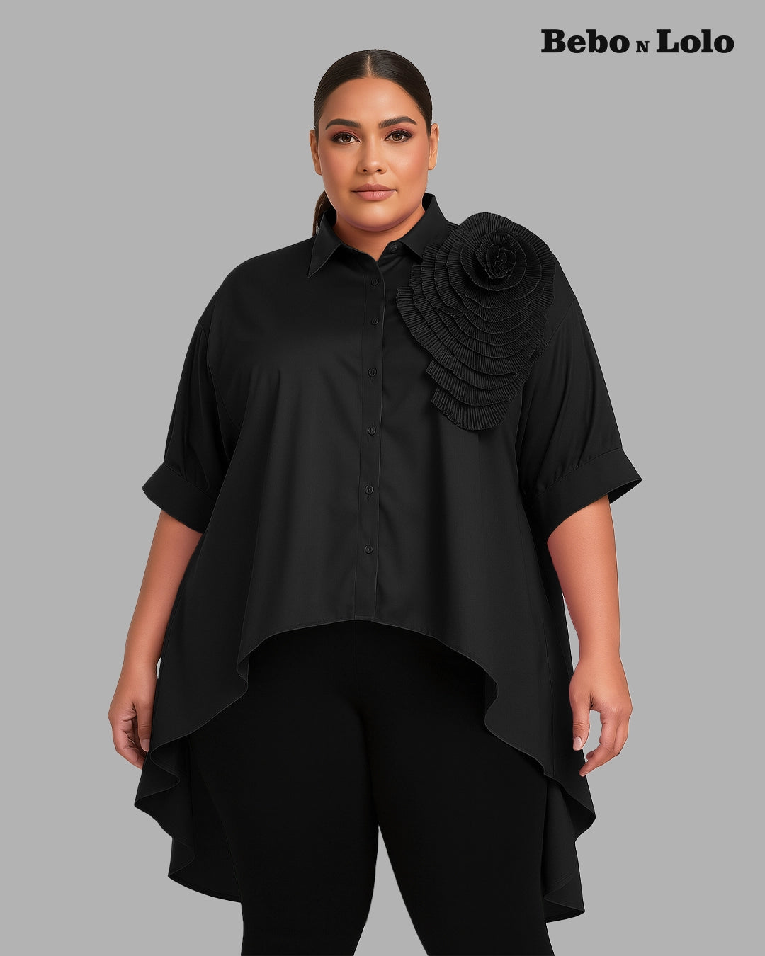 Big Flower High-Low Shirt