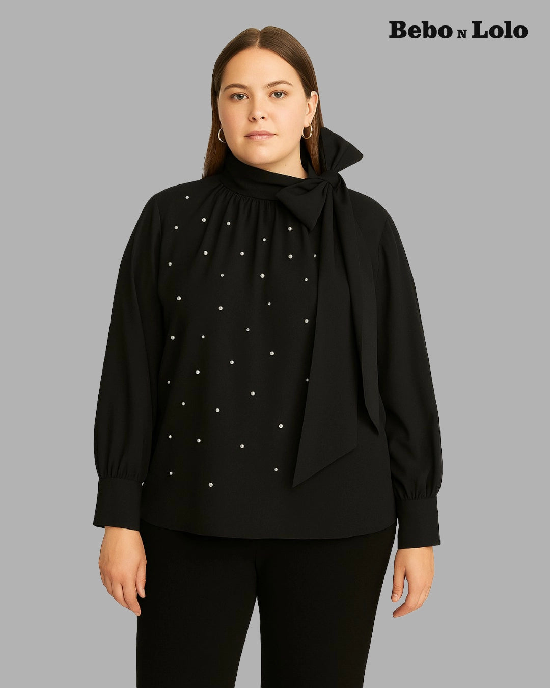 High Neck Shirt with Bow 