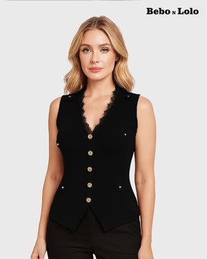 Luxe Waistcoat with Flower & Gold Button