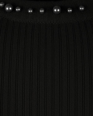 Contrast trim textured knit top