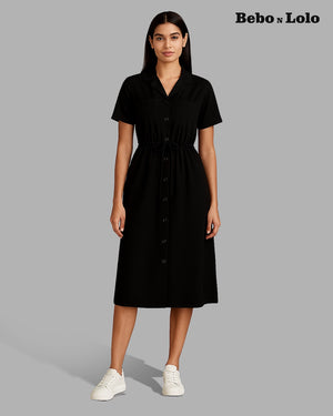 Denim Shirt Style Maxi Dress - bebonlolo