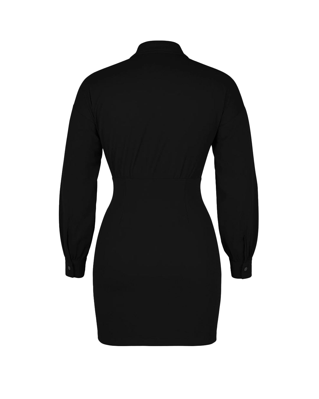 Black dress with long sleeves on a white background