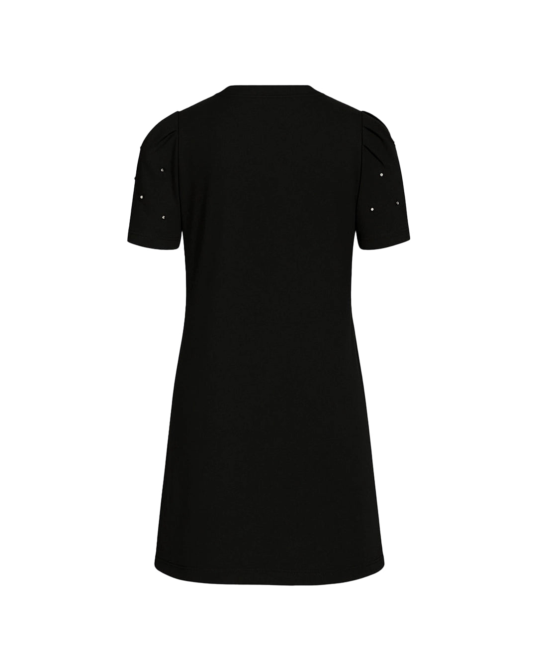 Black dress with decorative elements on a white background