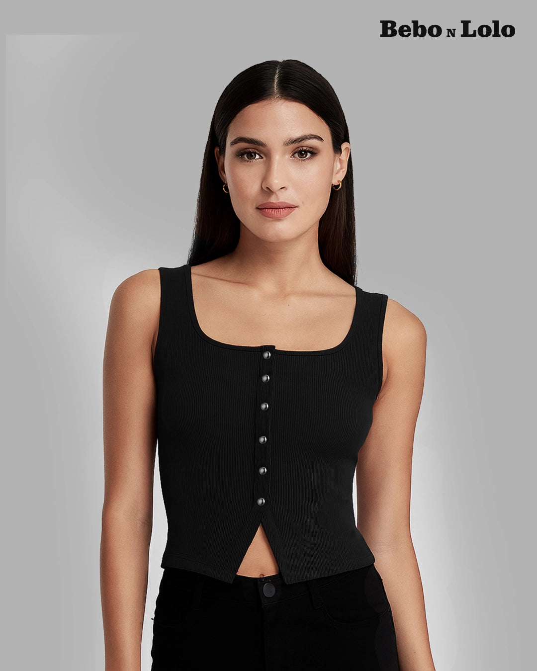 Square Neck Button Tank Top