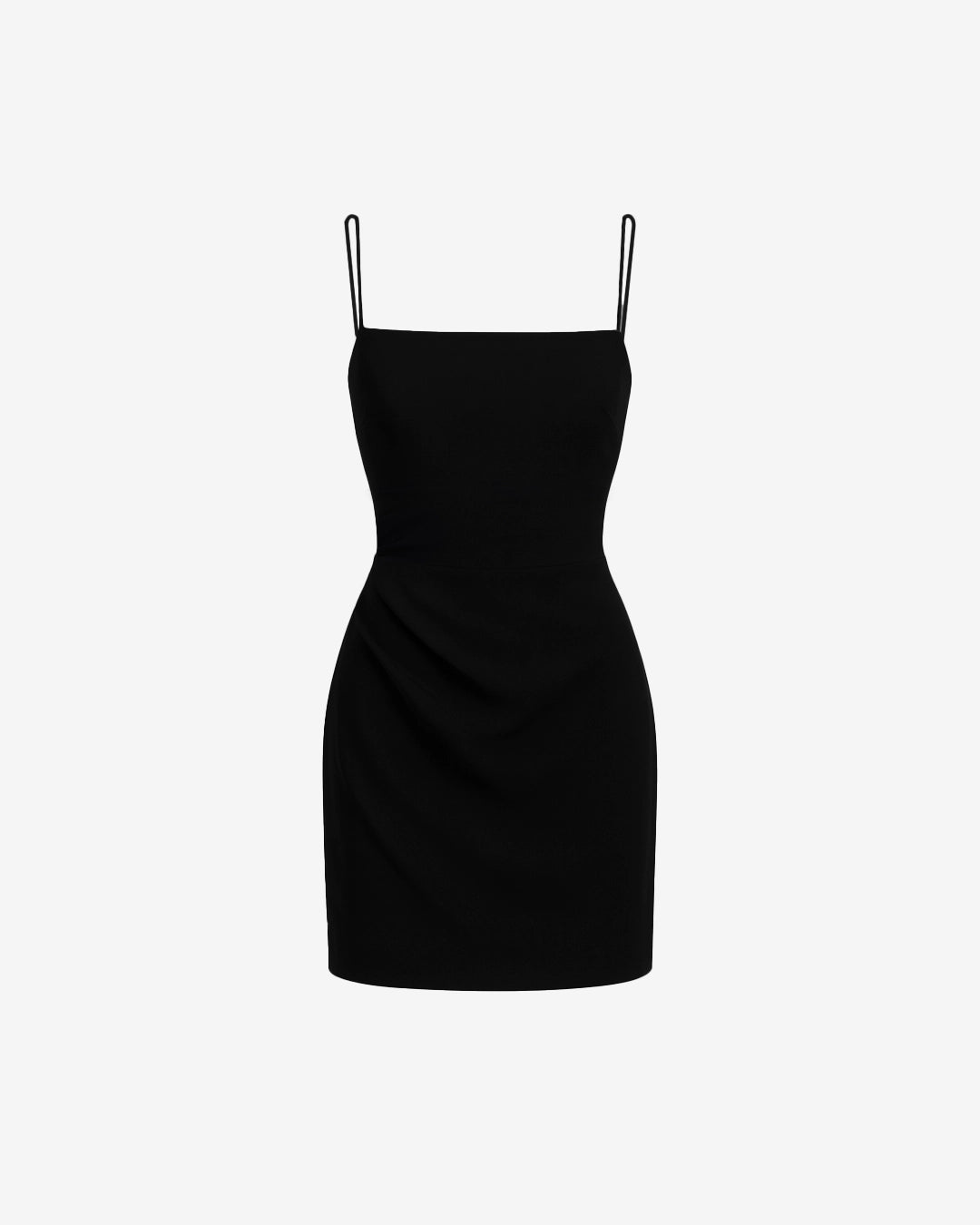 Black dress with thin straps on a white background