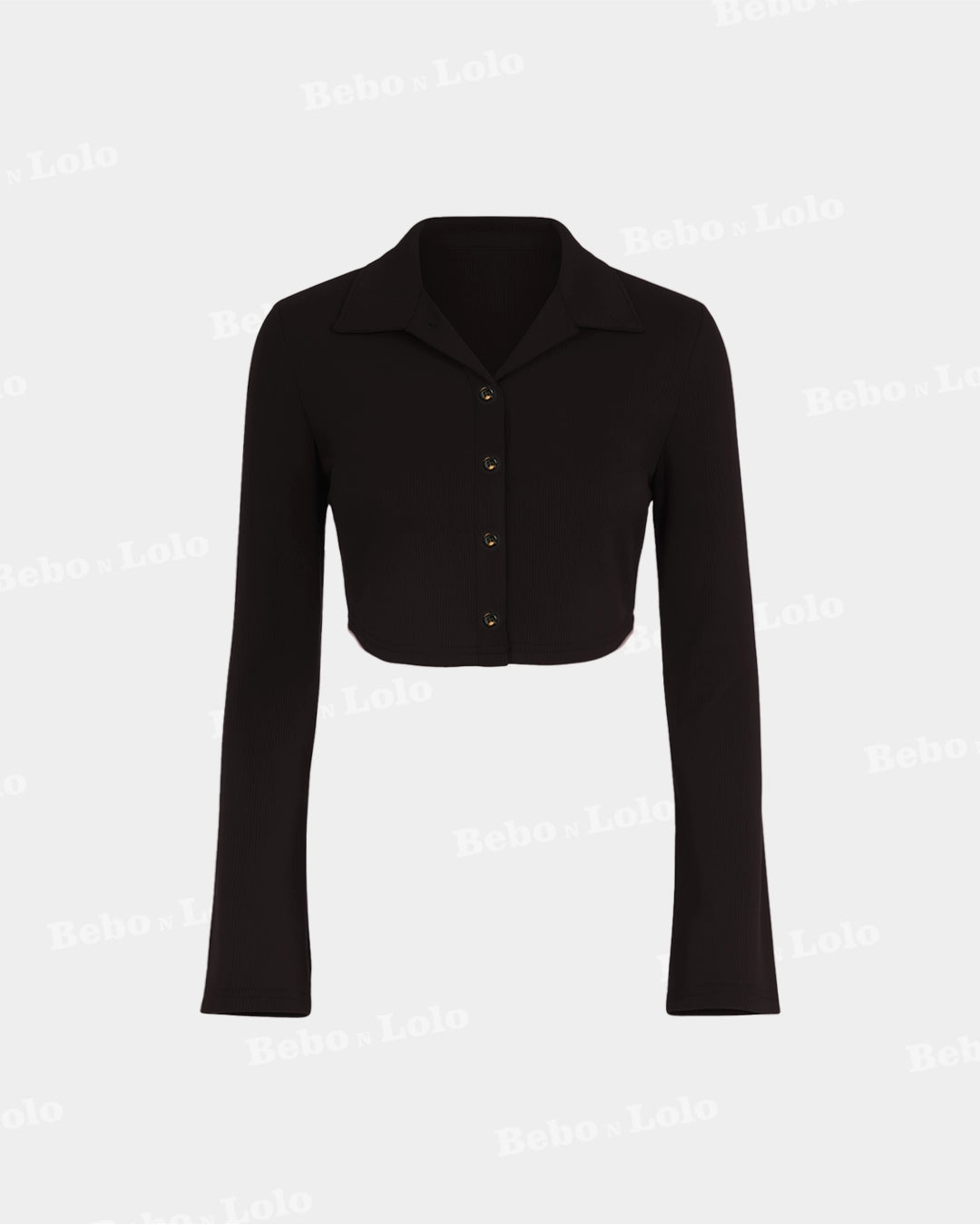 Midnight Charm Black Buttoned Crop Top