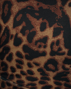 BeboNLolo animal print bodycon midi dress with long sleeves and high neckline – closeup View