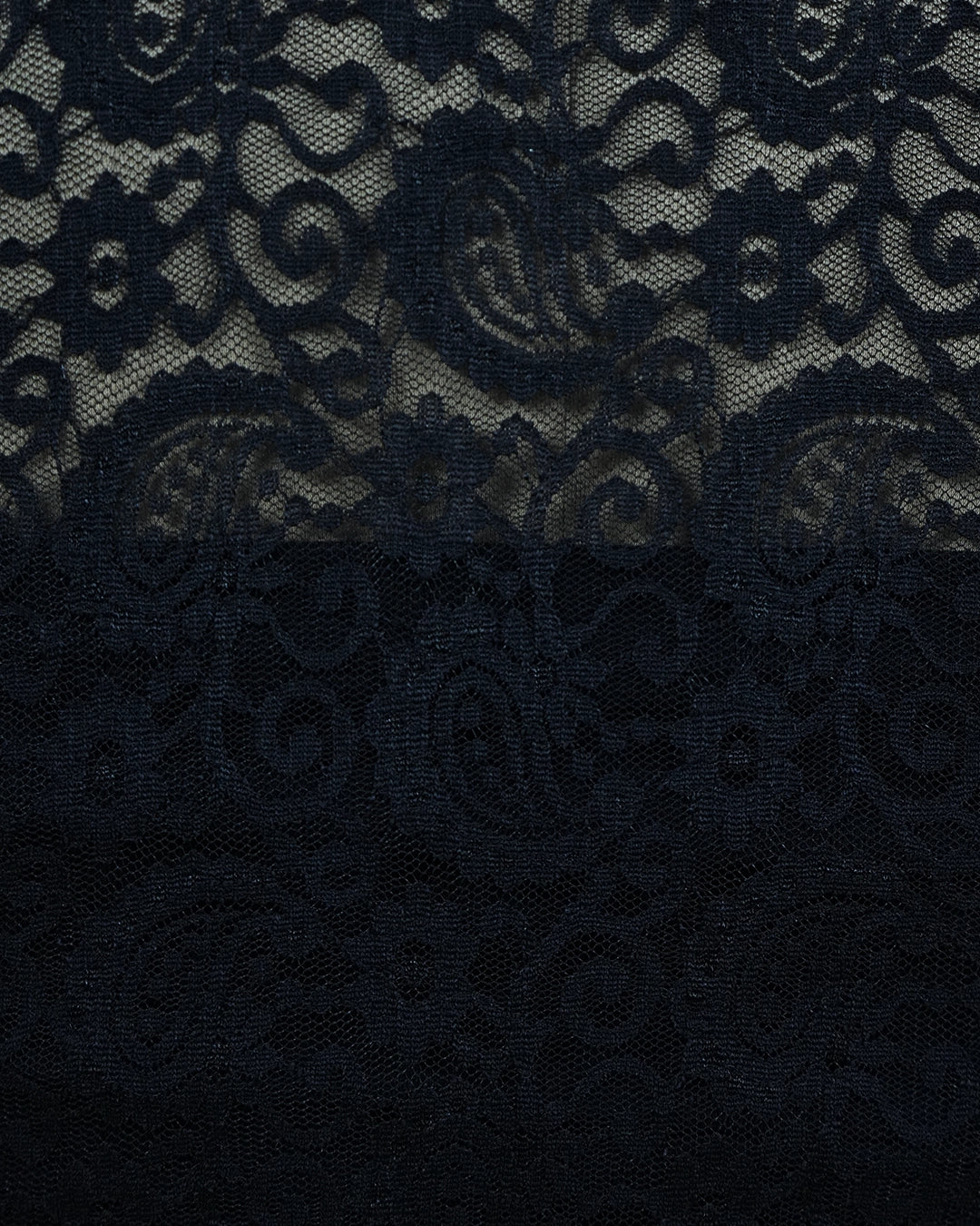 Close-up of black lace fabric with intricate patterns