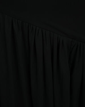 Strapless drop waist black midi dress