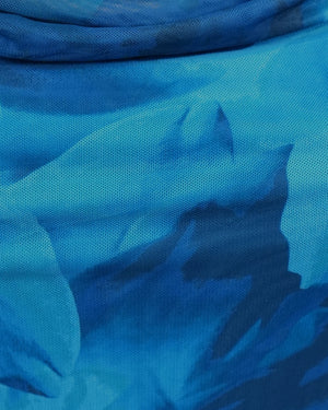 Close-up of blue fabric with a textured pattern