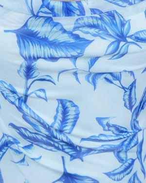 Blue leaf pattern on a white background