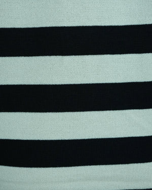 French Striped Collar Neck Flower Dress
