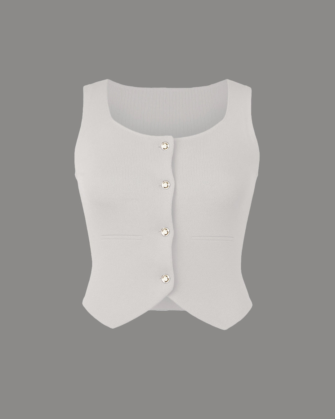 White vest with buttons on a gray background
