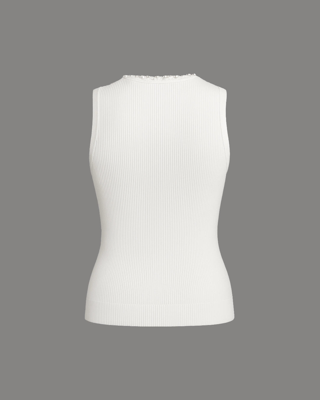 White ribbed tank top on a gray background