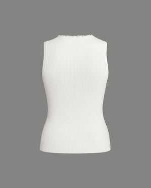 White ribbed tank top on a gray background