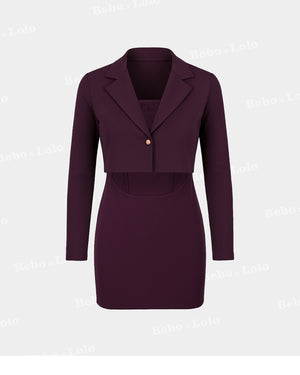 Power Hour Wine Scuba Blazer Dress