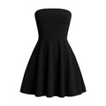 Black strapless dress on a white background
