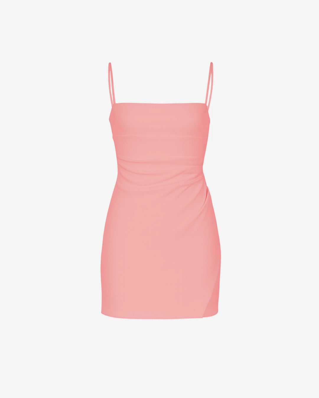 Pink dress with thin straps on a white background