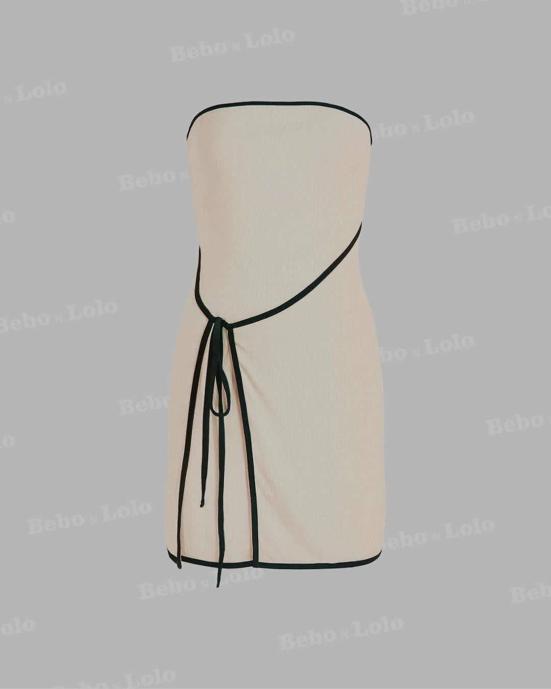 Contrast Trim Strapless Bodycon Dress 