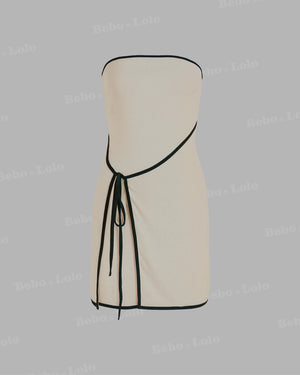 Contrast Trim Strapless Bodycon Dress 