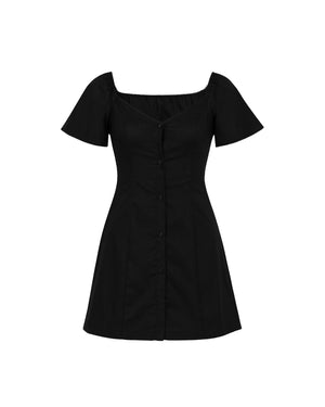 Black dress with short sleeves on a white background