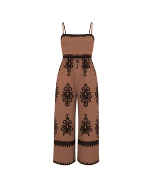 Ornate Print Jumpsuit Wide leg