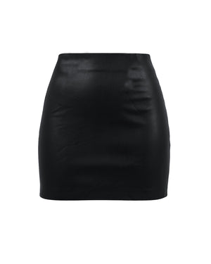 Black leather skirt on a white background
