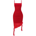 Red dress with thin straps on a white background