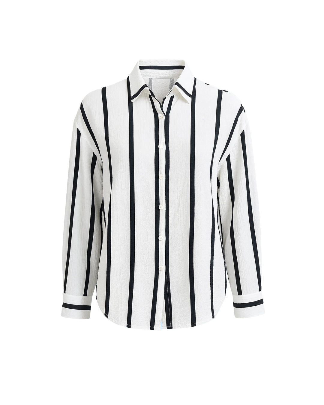 White shirt with black vertical stripes on a white background