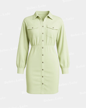 Shirt Style Mini Dress - bebonlolo