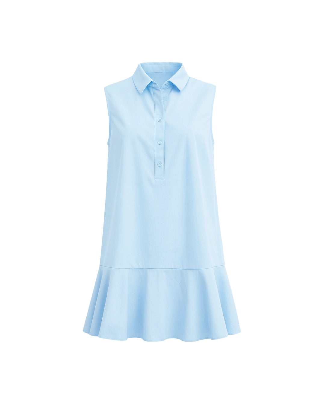 Light blue sleeveless dress on a white background